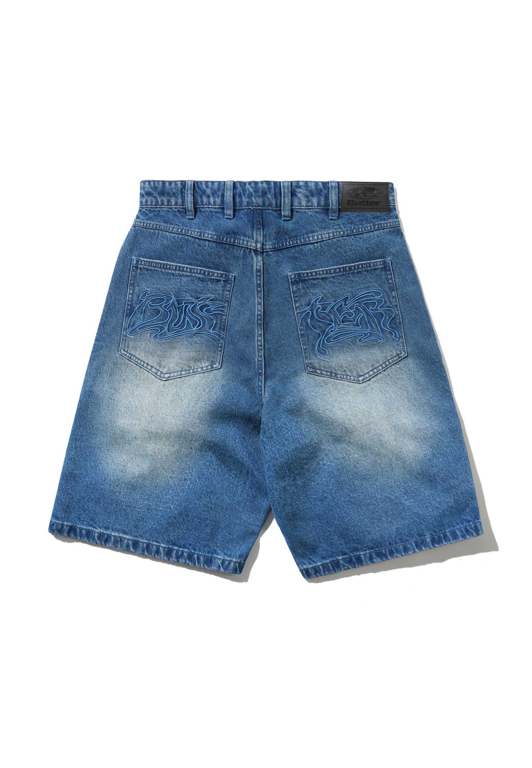Butter Goods 'Drummer' Baggy Denim Shorts (Stone Wash Blue) - Image 2