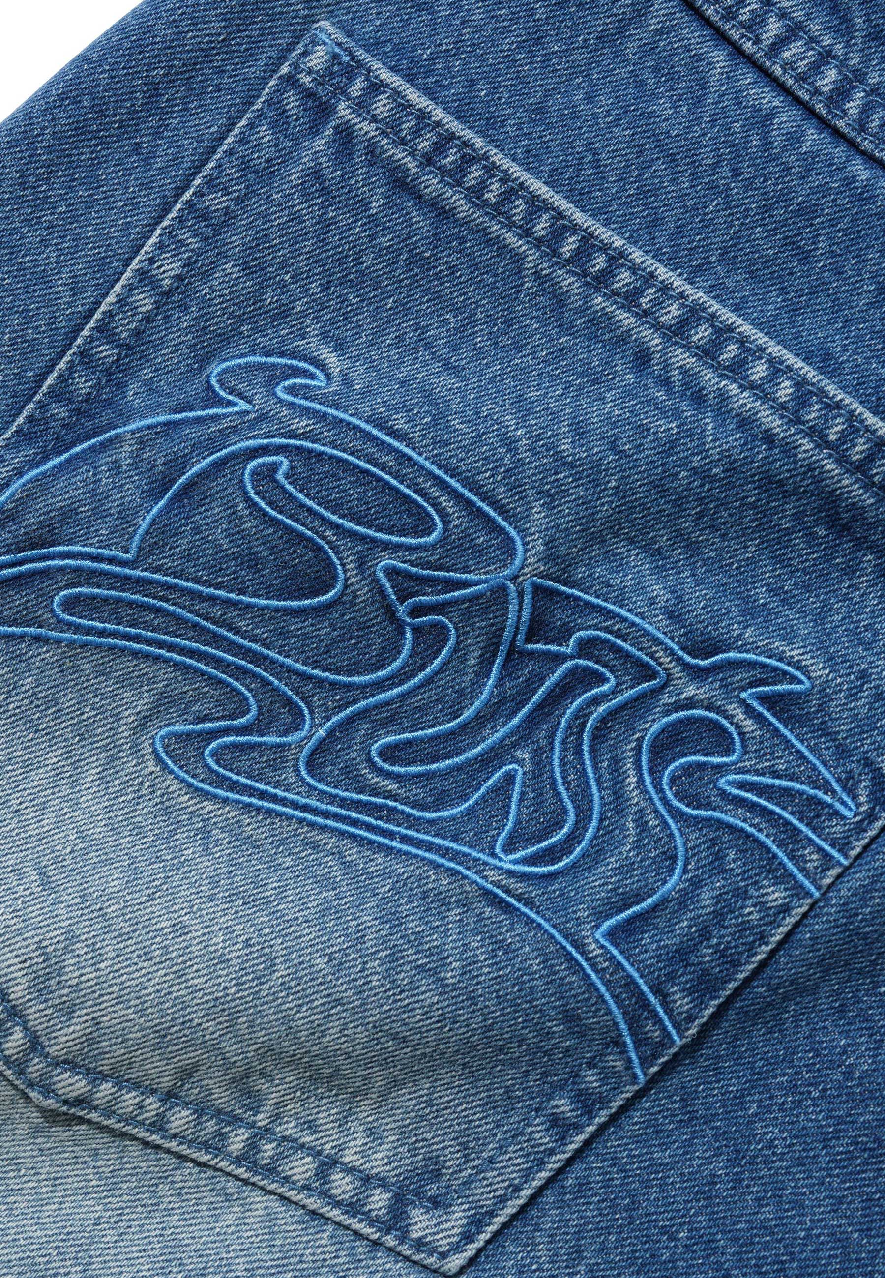 Butter Goods 'Drummer' Baggy Denim Shorts (Stone Wash Blue) - Image 3