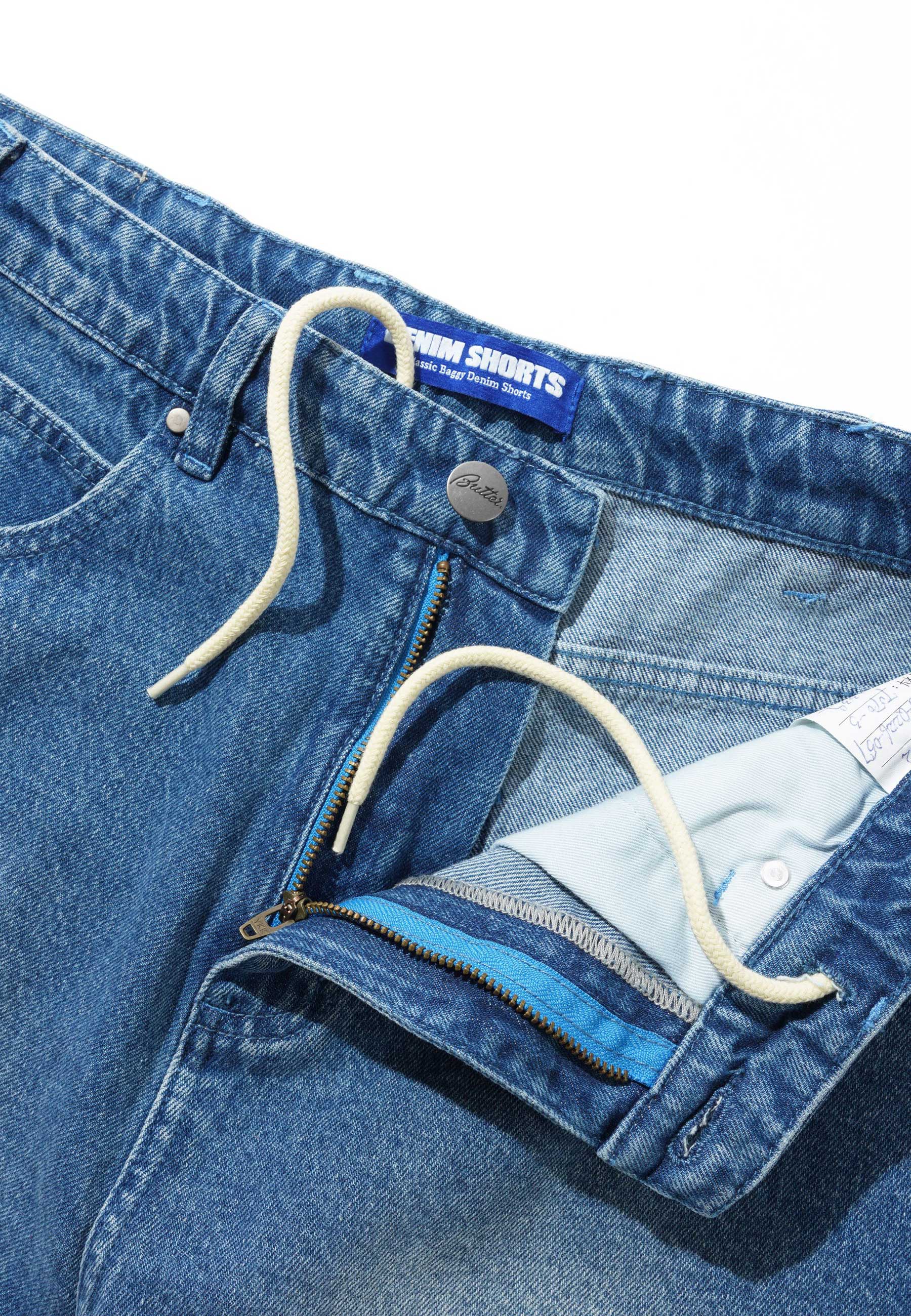 Butter Goods 'Drummer' Baggy Denim Shorts (Stone Wash Blue) - Image 5