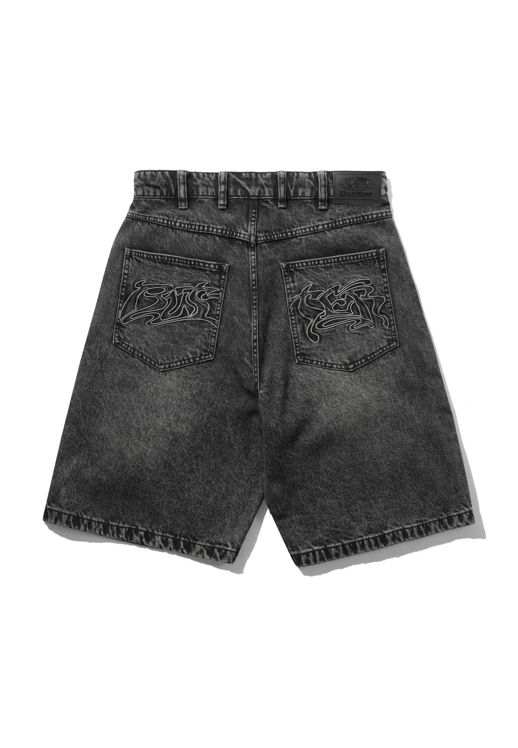 Butter Goods 'Drummer' Baggy Denim Shorts (Streaky Black) - Image 2