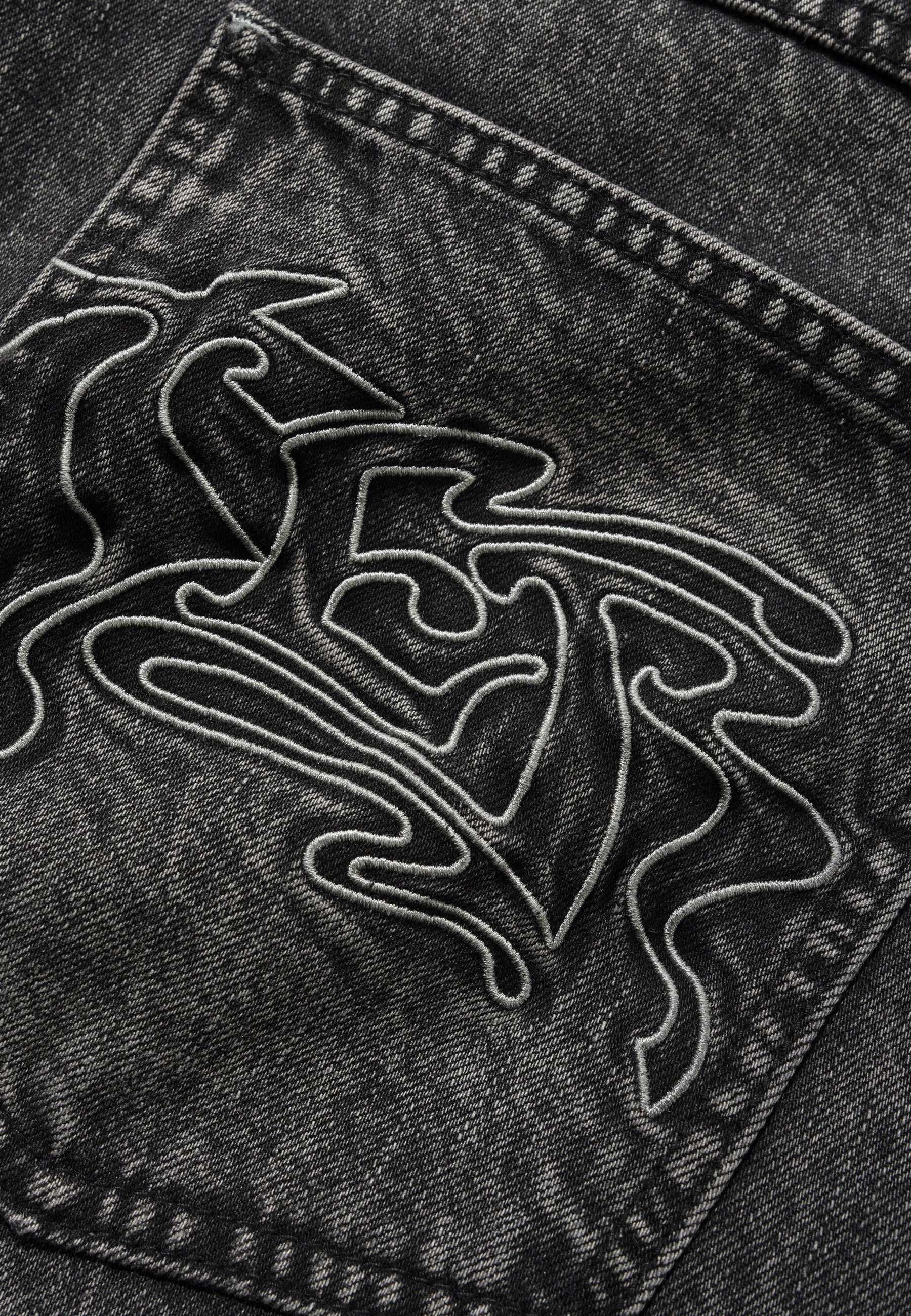 Butter Goods 'Drummer' Baggy Denim Shorts (Streaky Black) - Image 3