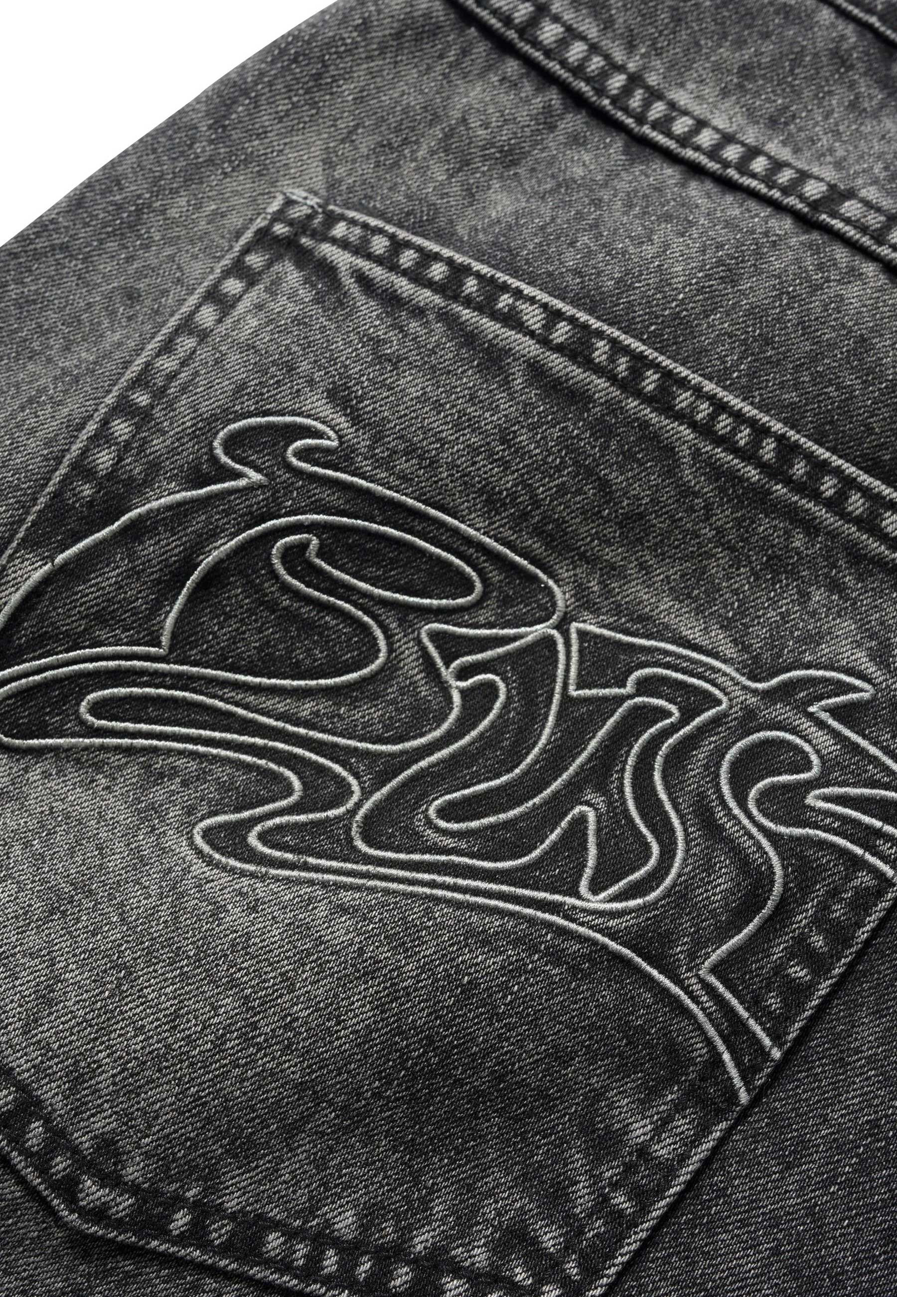 Butter Goods 'Drummer' Baggy Denim Shorts (Streaky Black) - Image 5