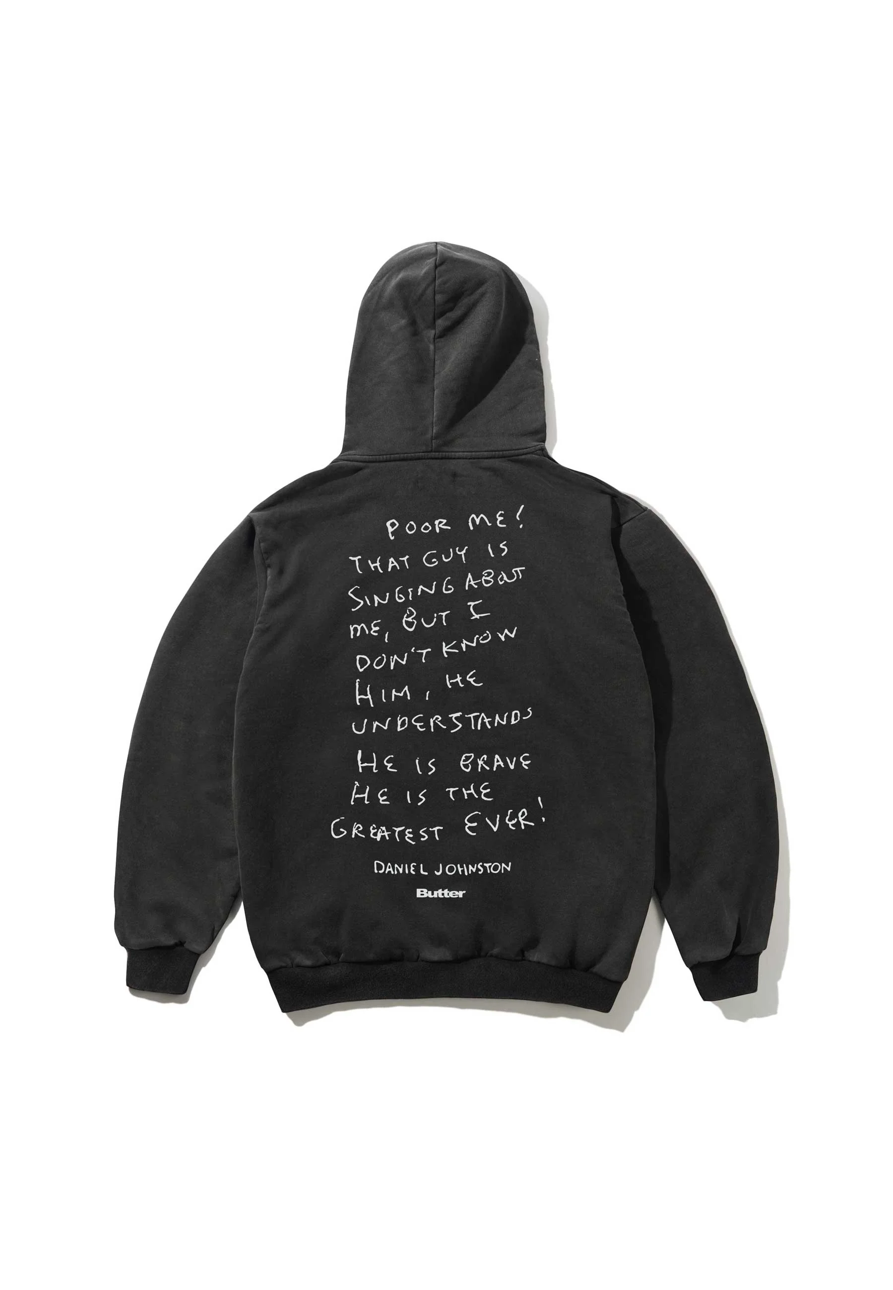 Butter Goods X Daniel Johnston 'Enemy' Hood (Distressed Washed Black) - Image 2