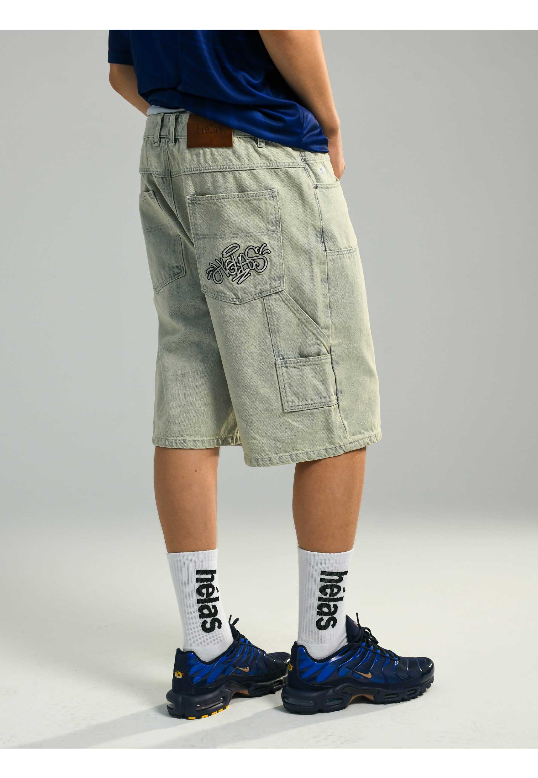 Helas Double Knee Jean Shorts (Light Blue) - Image 7