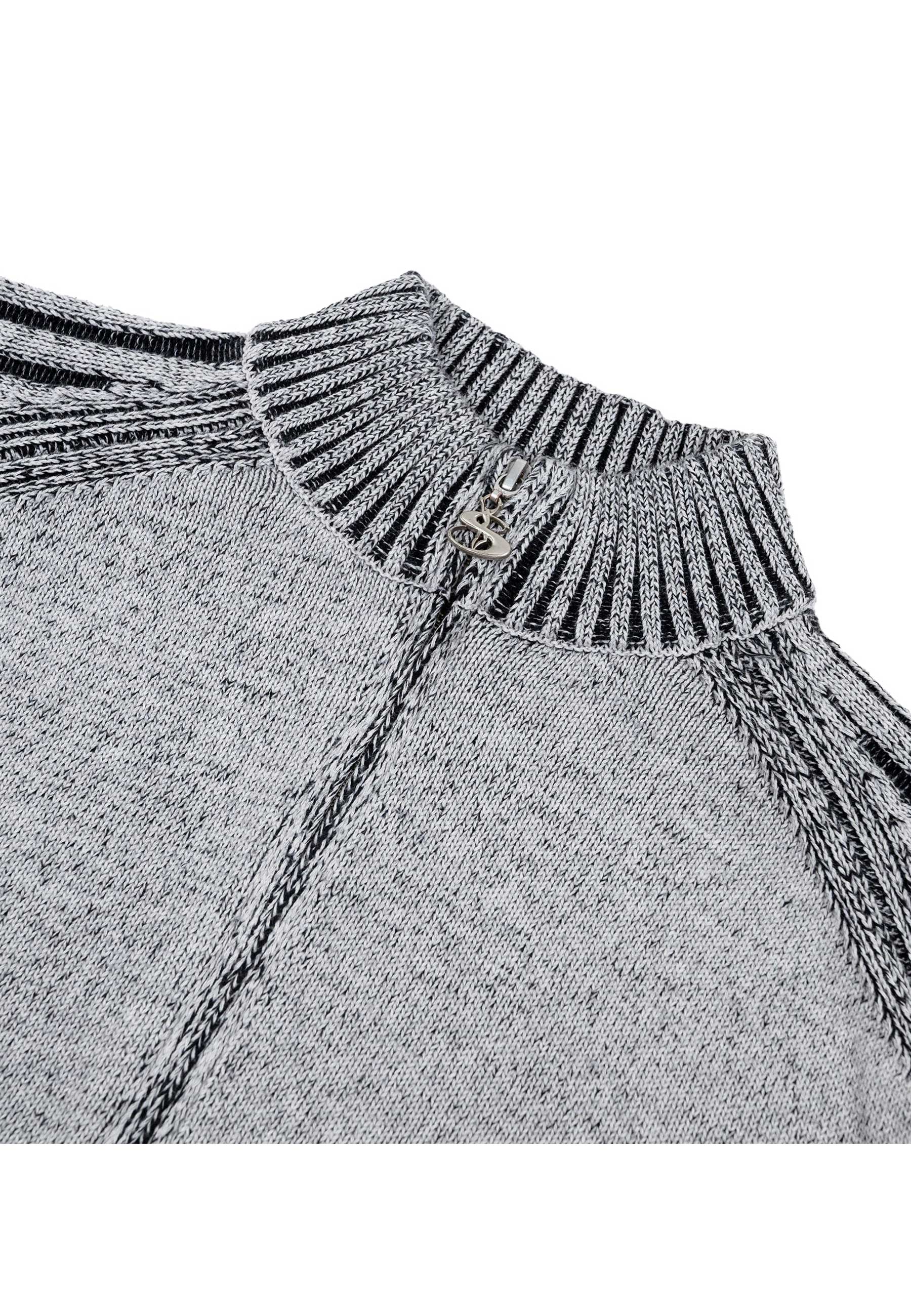 Yardsale 'Heathered Phantasy' Knitted Jacket (Stone / Black) - Image 5