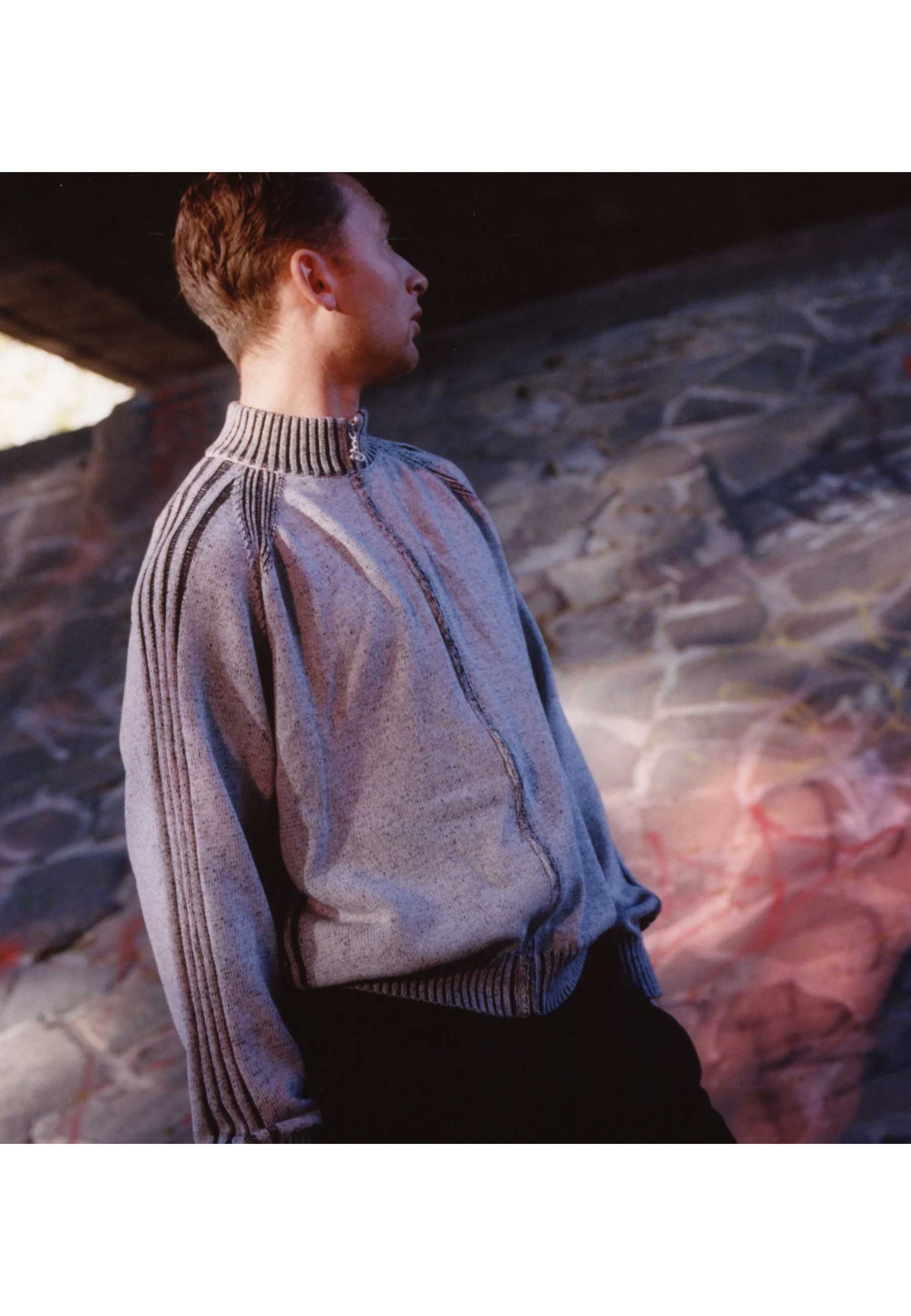 Yardsale 'Heathered Phantasy' Knitted Jacket (Stone / Black) - Image 6